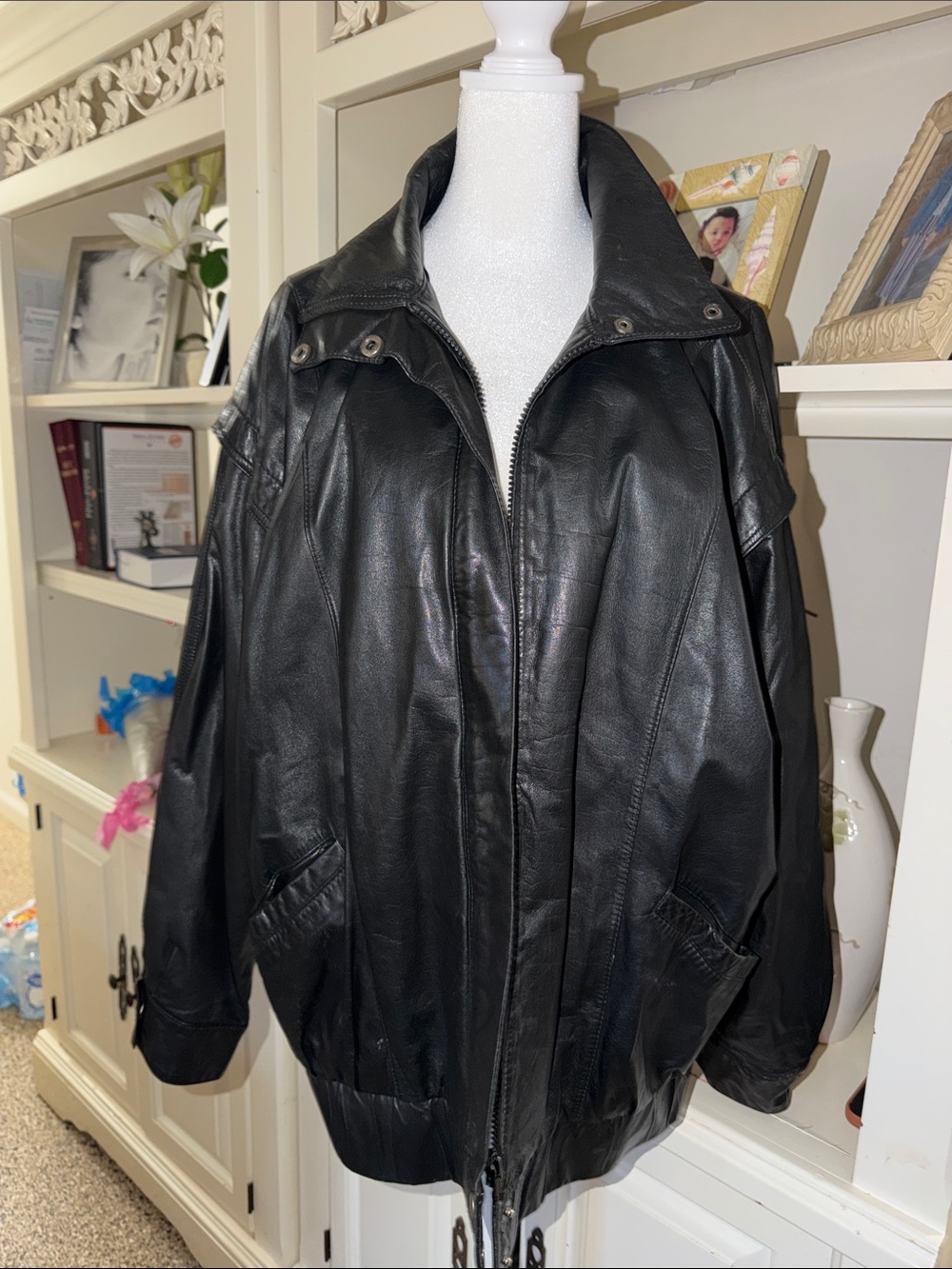 women’s Black Leather Jacket - Classic Zip Front